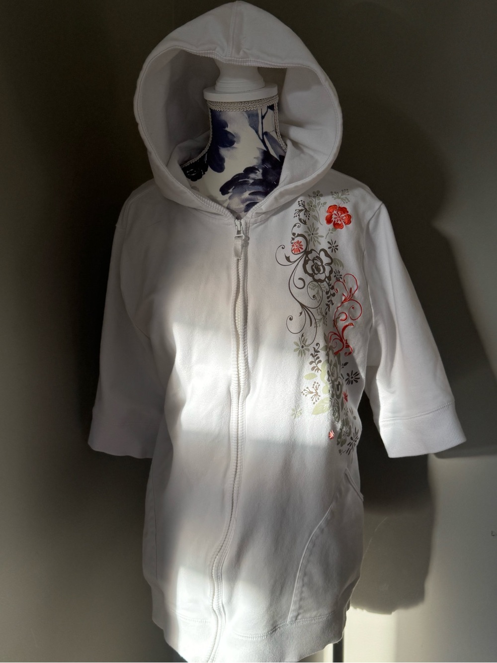 B.U.M. Equipment Short Sleeve Hoodie With Floral Embroidery